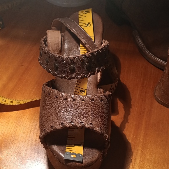 BedIstu Brown Leather Womens  Platform Sandals Size 7.5 - Picture 13 of 13